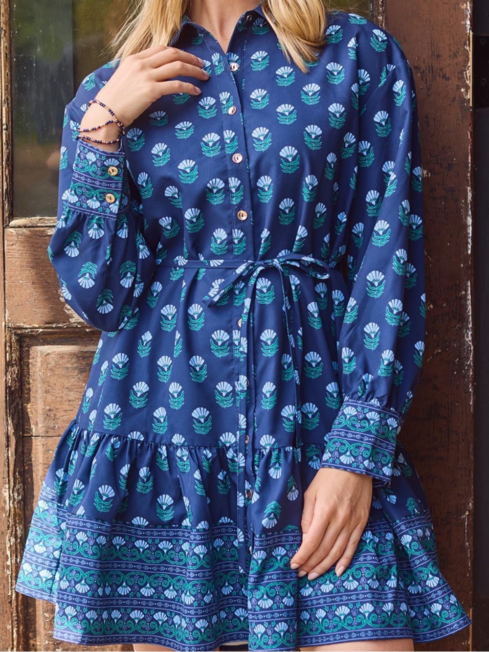 NWT Navy Floral Tie-Waist Mini Dress